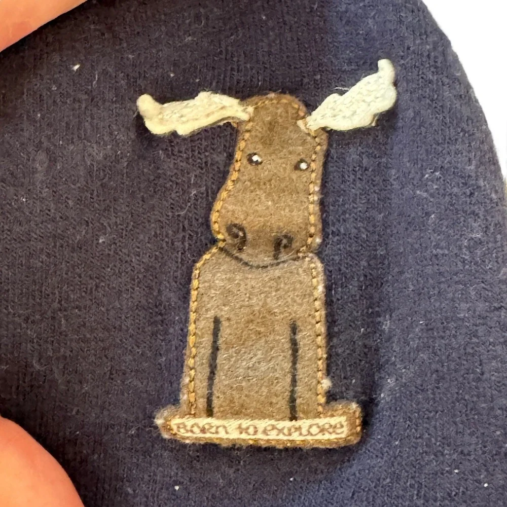 The North Face Infant Moose Applique Beanie‎ Hat Navy 0‑6M Baby Outdoor